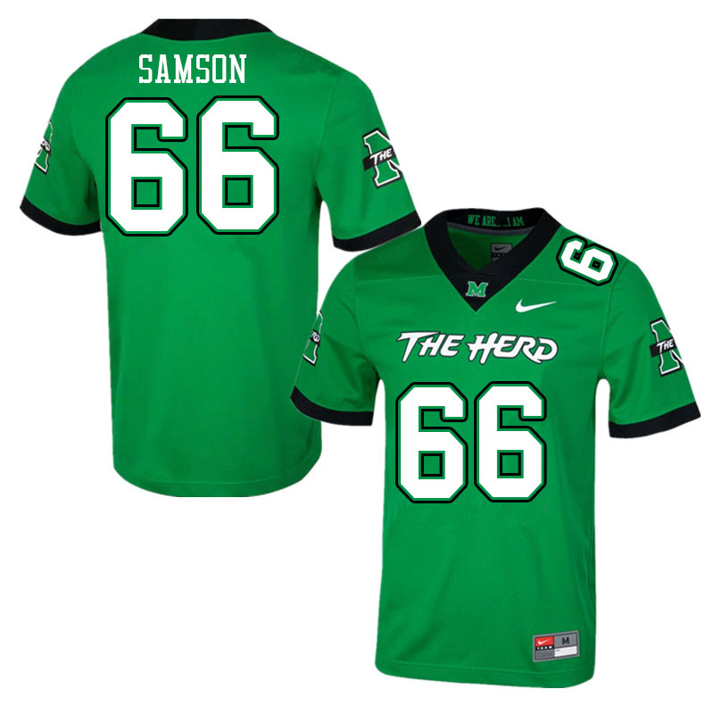 Men #66 Gauge Samson Marshall Thundering Herd College Football Jerseys Stitched-Green - Click Image to Close